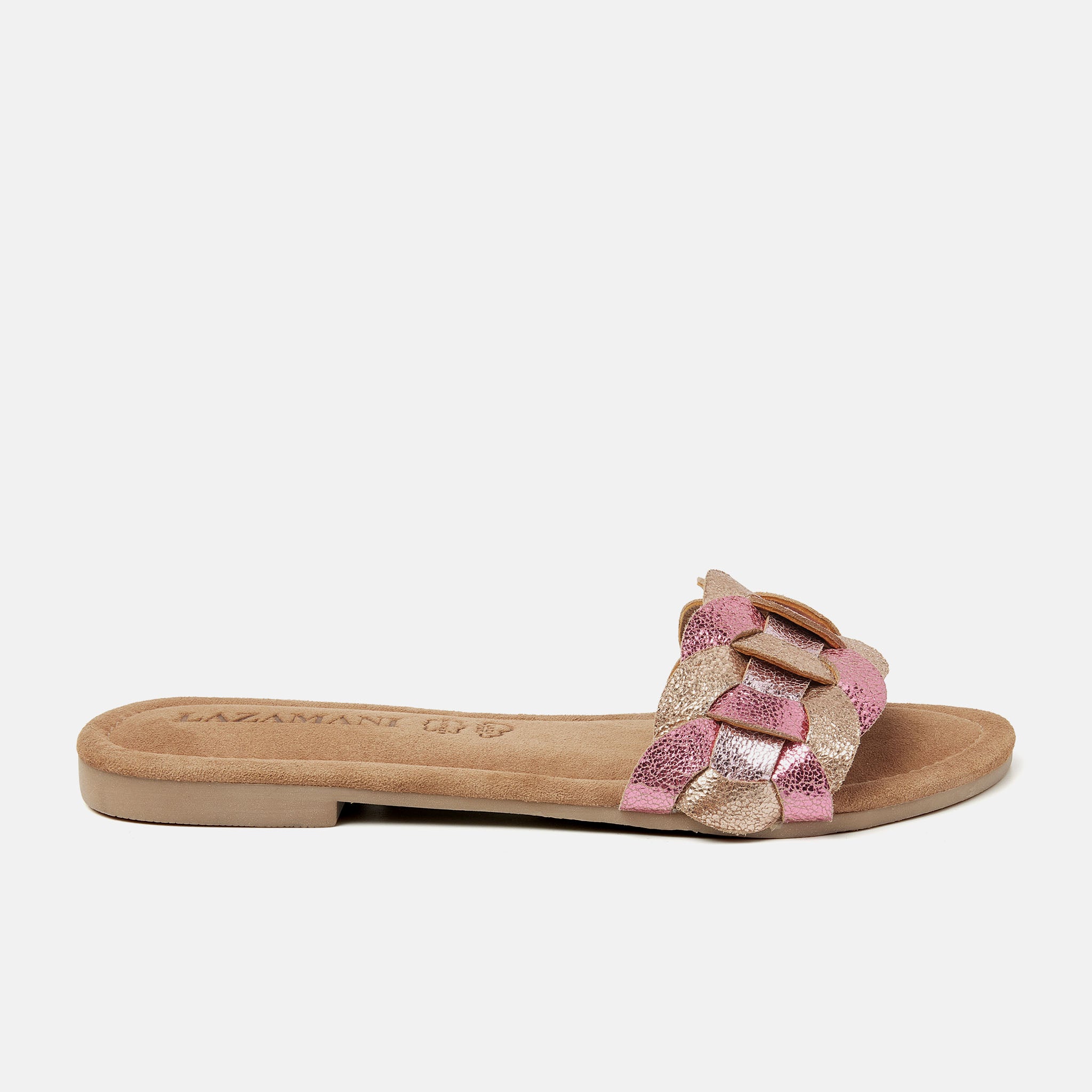 Pink Mona Leren Slippers for Ladies.