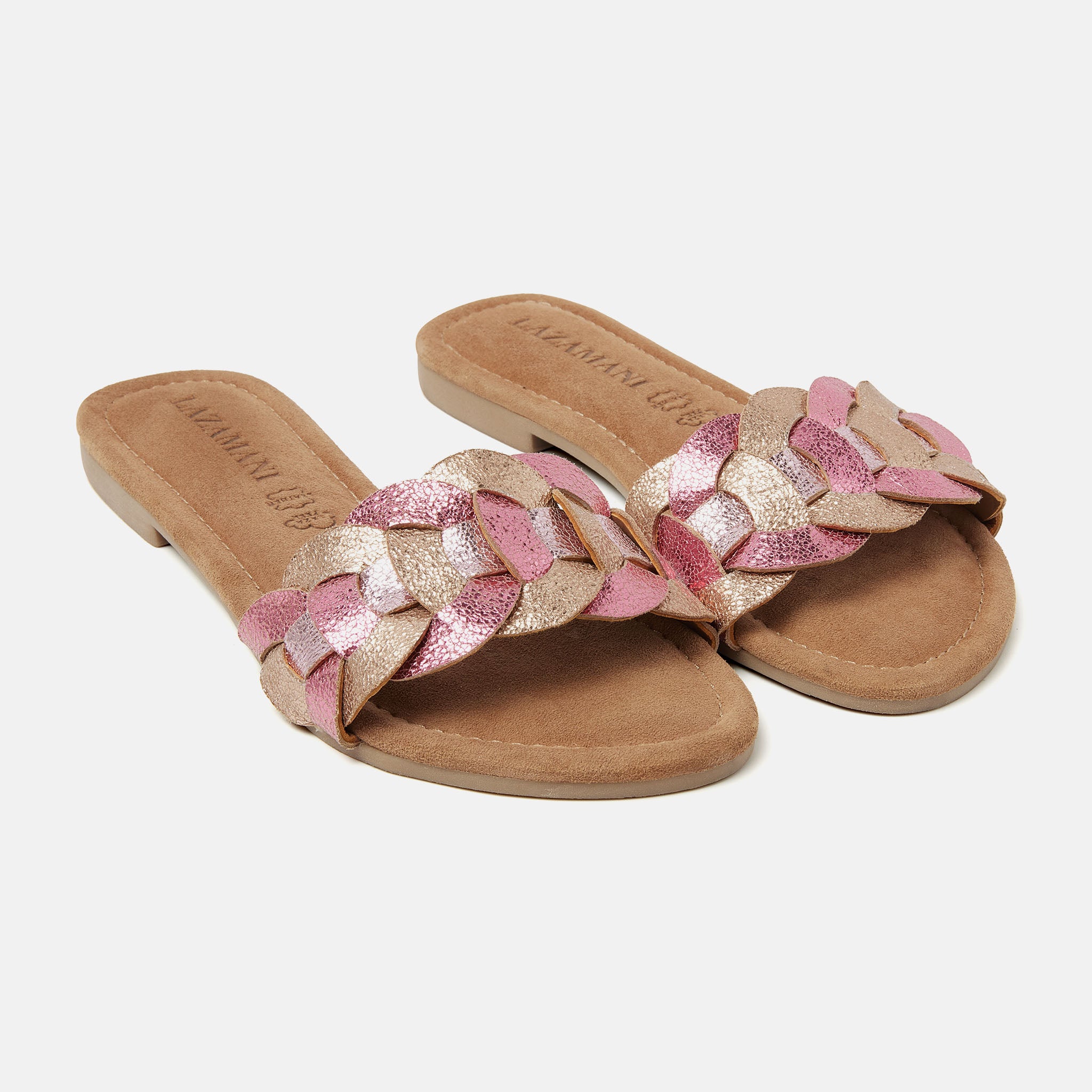 Pink Mona Leren Slippers for Ladies.