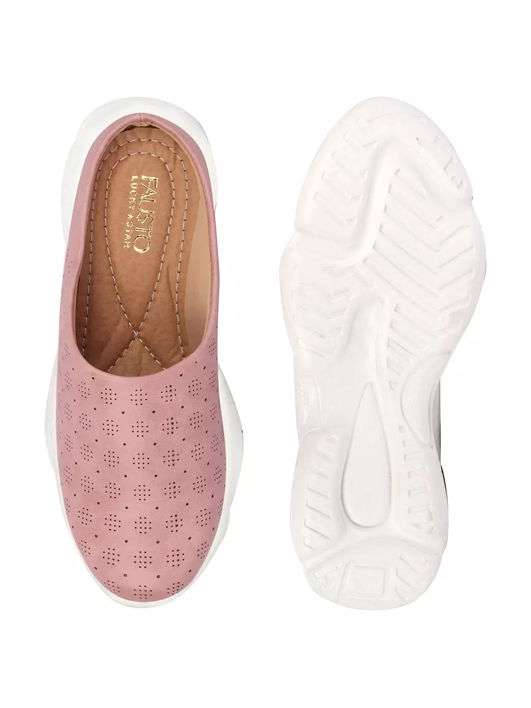 Pink Open Back Slip On Mules - Classic Design Shoes for Women