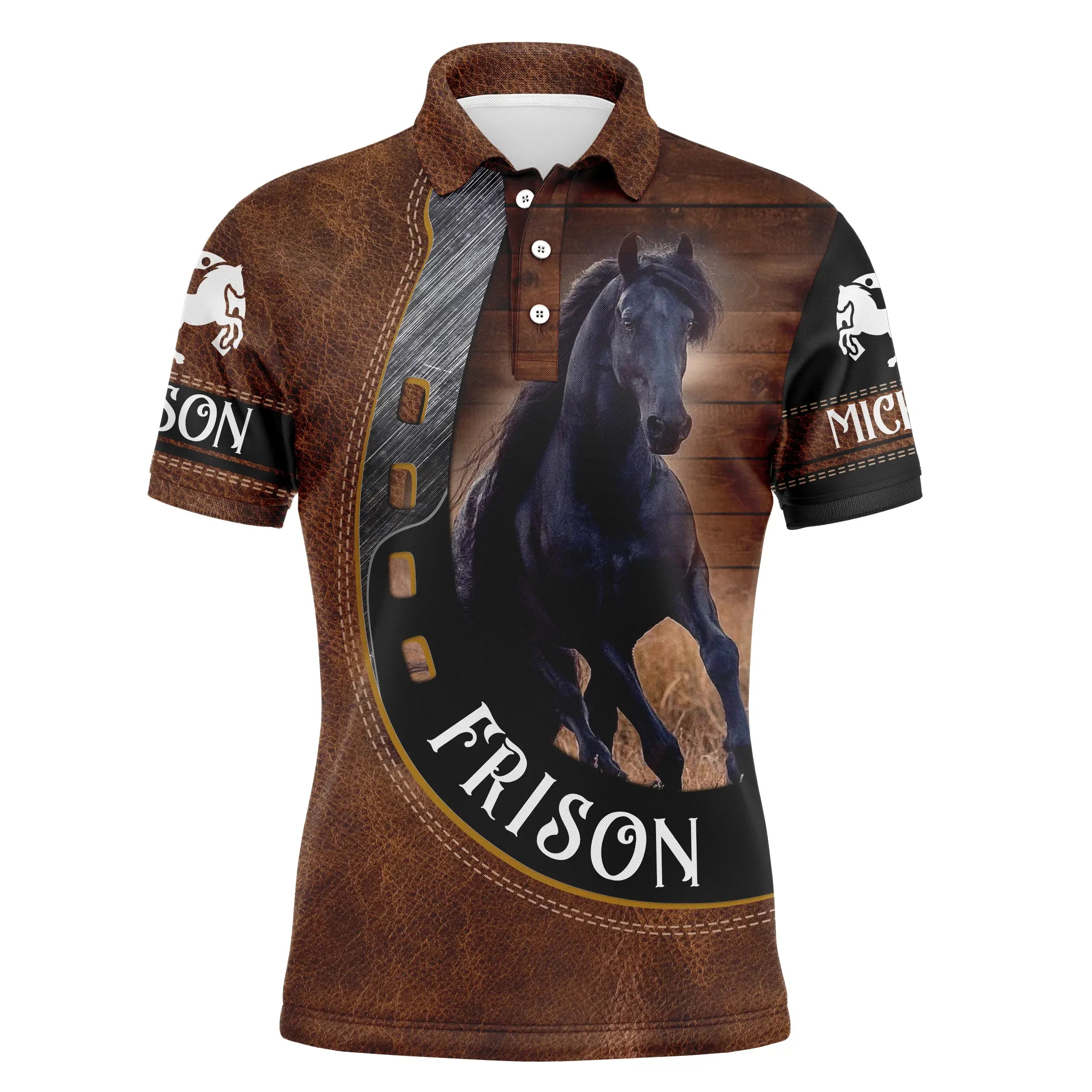 Polo equestrian for men and women, Frisian horse, personalized gift for horse enthusiasts - CT05072206P