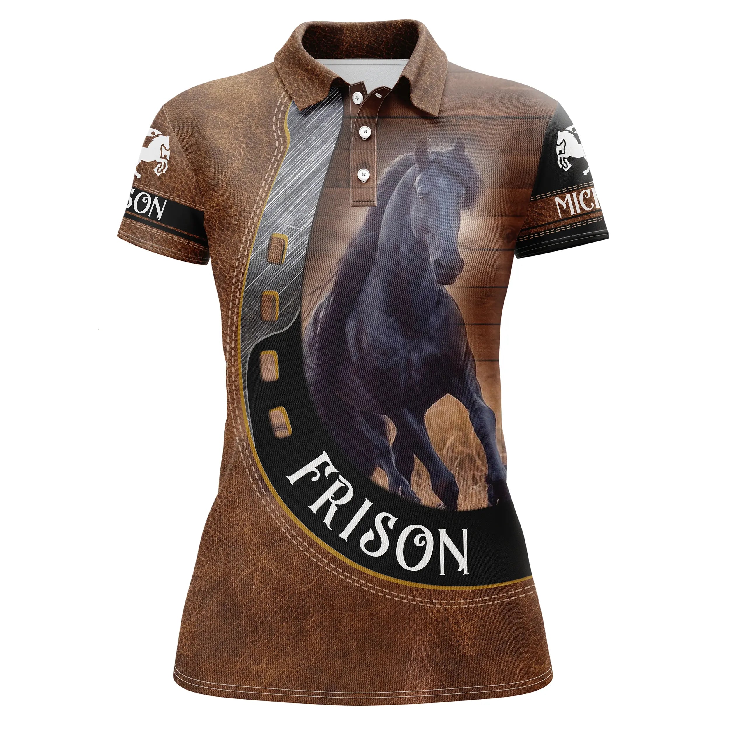 Polo equestrian for men and women, Frisian horse, personalized gift for horse enthusiasts - CT05072206P