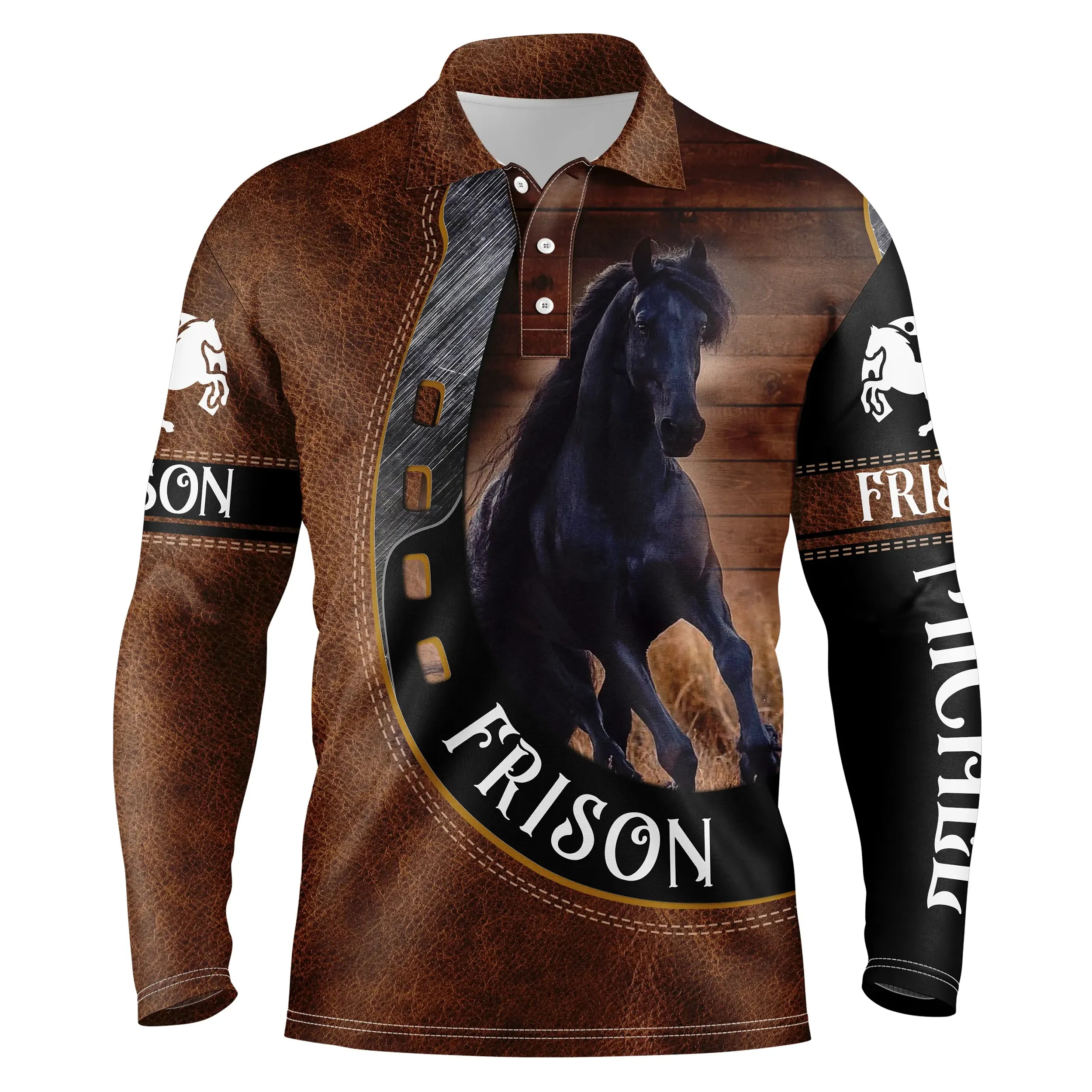 Polo equestrian for men and women, Frisian horse, personalized gift for horse enthusiasts - CT05072206P