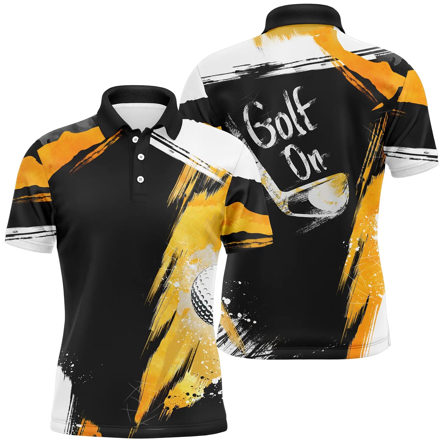 Polo Golf Black and Yellow, Golf Print - Stand out on the Course - CT04072315