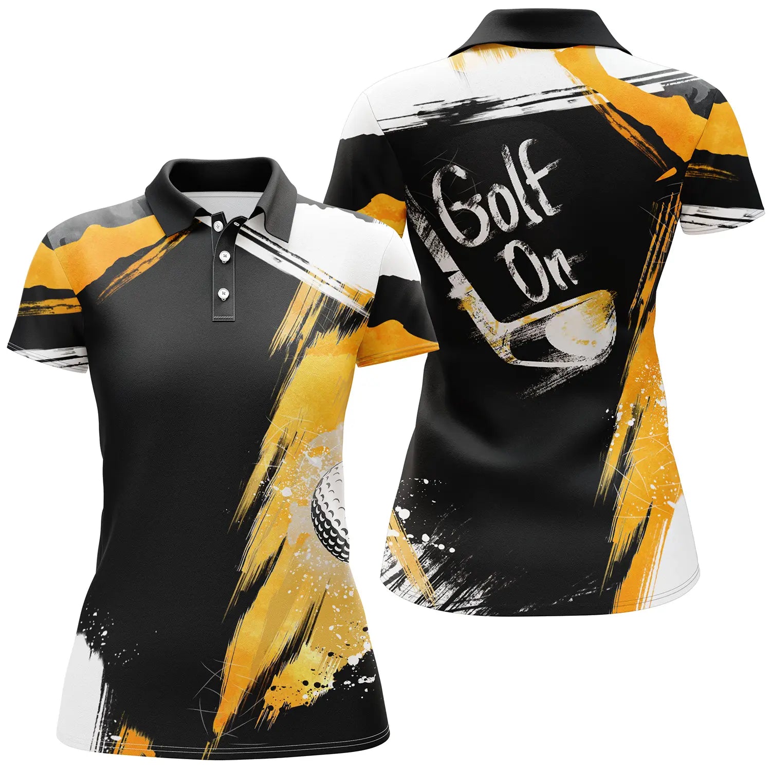 Polo Golf Black and Yellow, Golf Print - Stand out on the Course - CT04072315