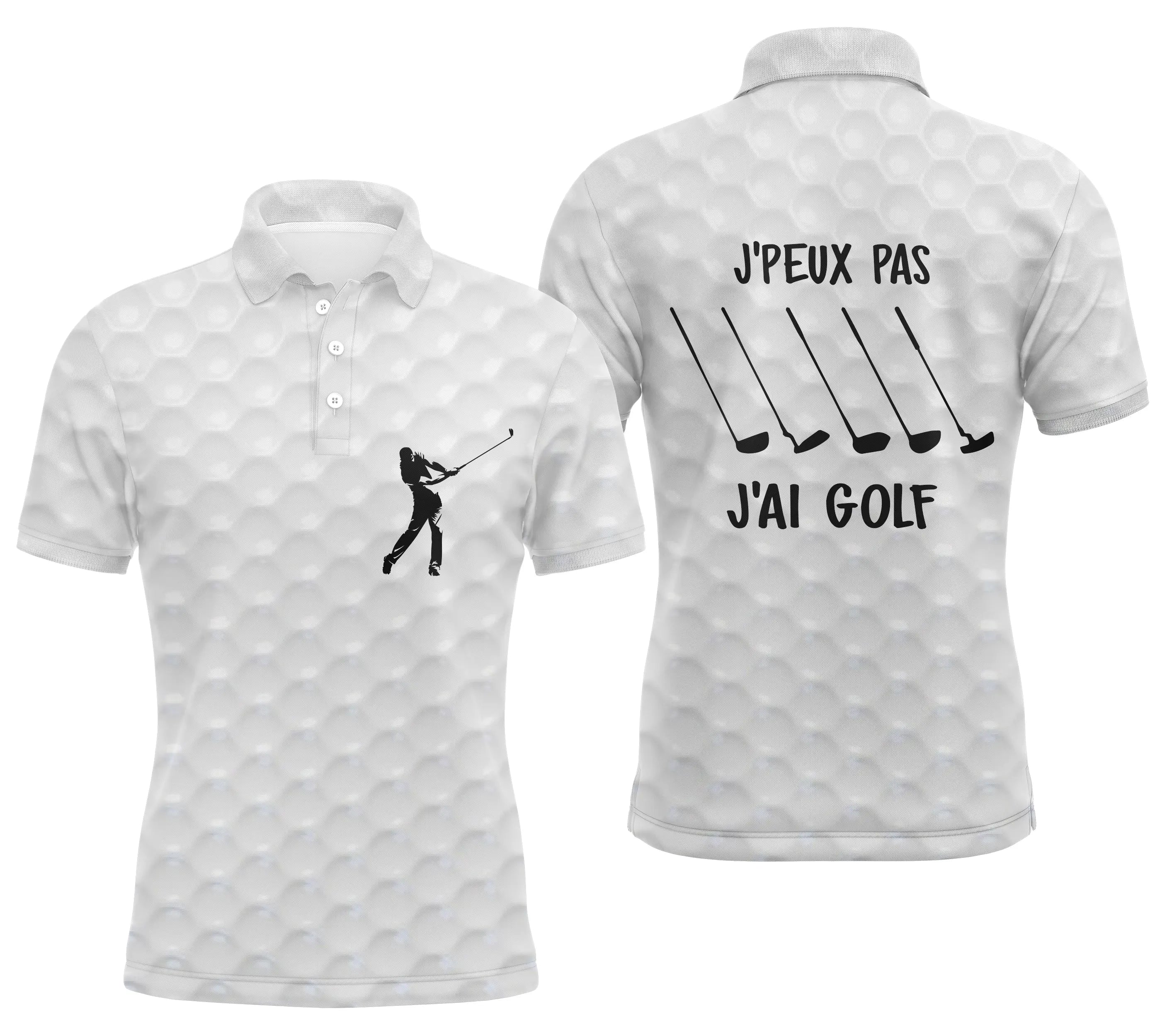 Polo Golf Blanc avec Motif Club de Golf - Cadeau idéal pour les Golfeurs - CT11072322