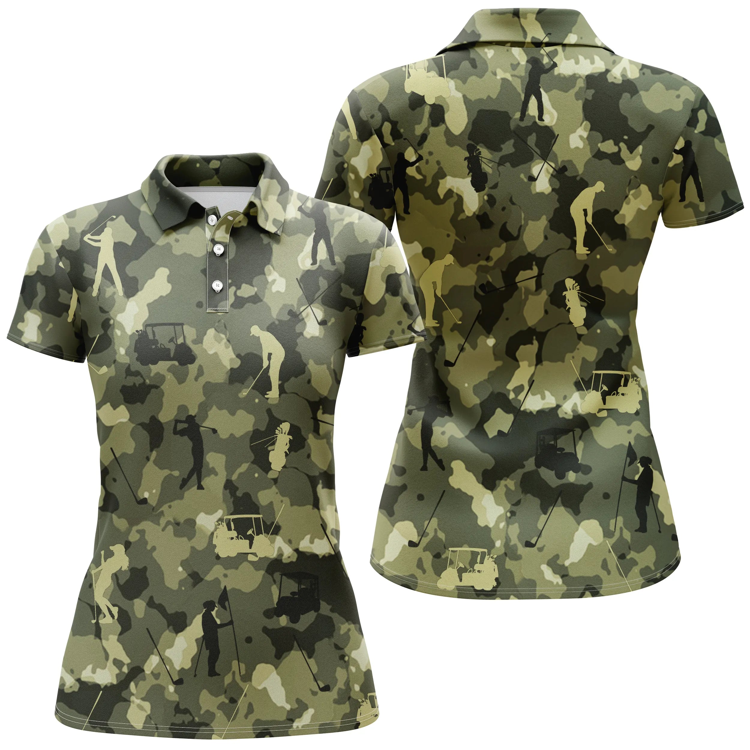 Polo Golf Camouflage, Polo Sport Unisex, Original Gift for Golf Fans, Military Pattern, Golf Cart - CTS19