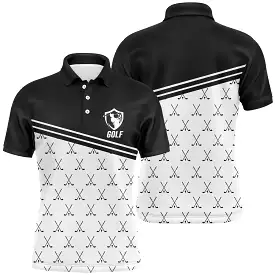 Polo Golf Noir Blanc Motif Club - Confortable élégant Amateurs Golf - CT11072320