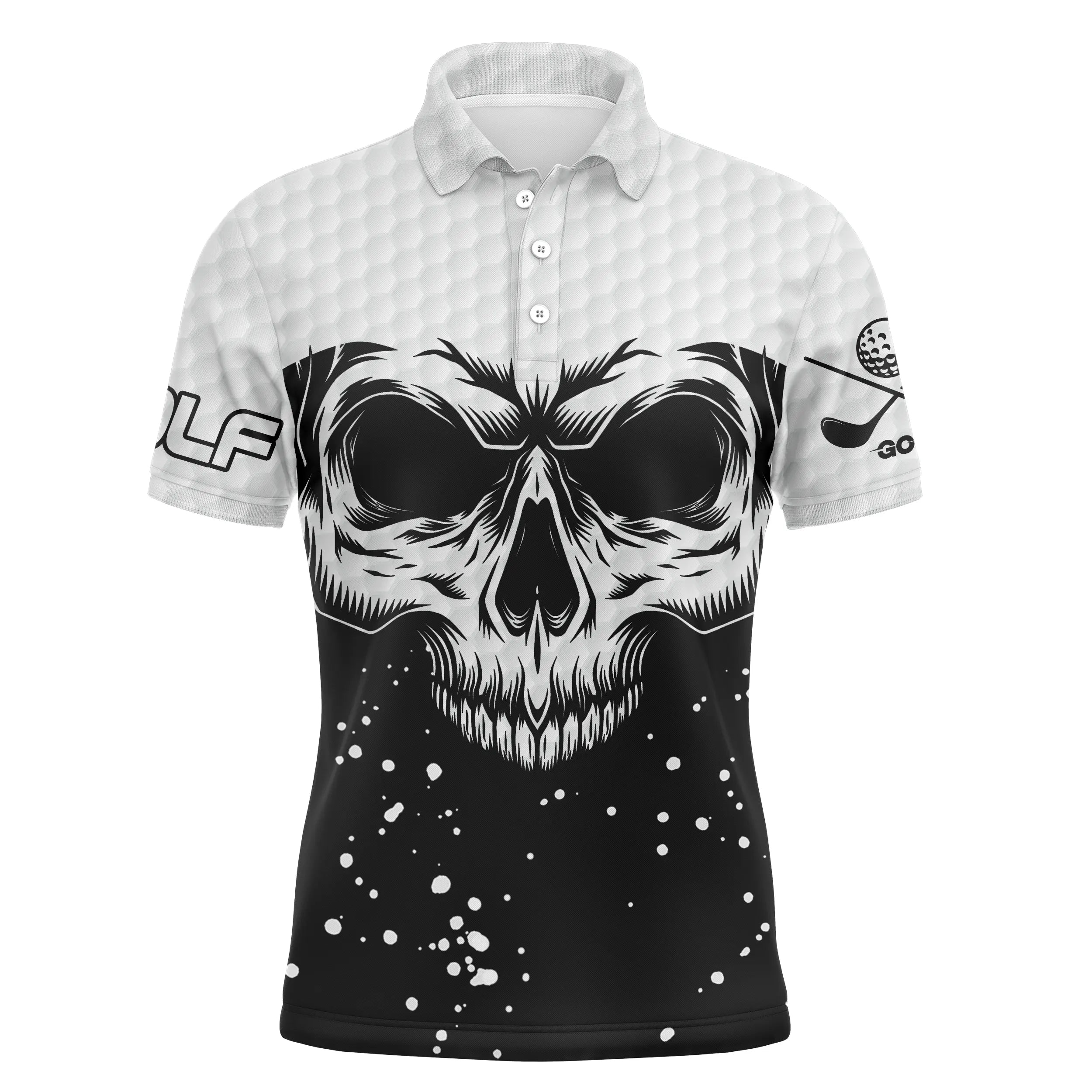 Polo Golf Noir et Blanc, Cadeau Personnalisé, Tête de Mort - CT08112219