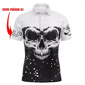 Polo Golf Noir et Blanc, Cadeau Personnalisé, Tête de Mort - CT08112219