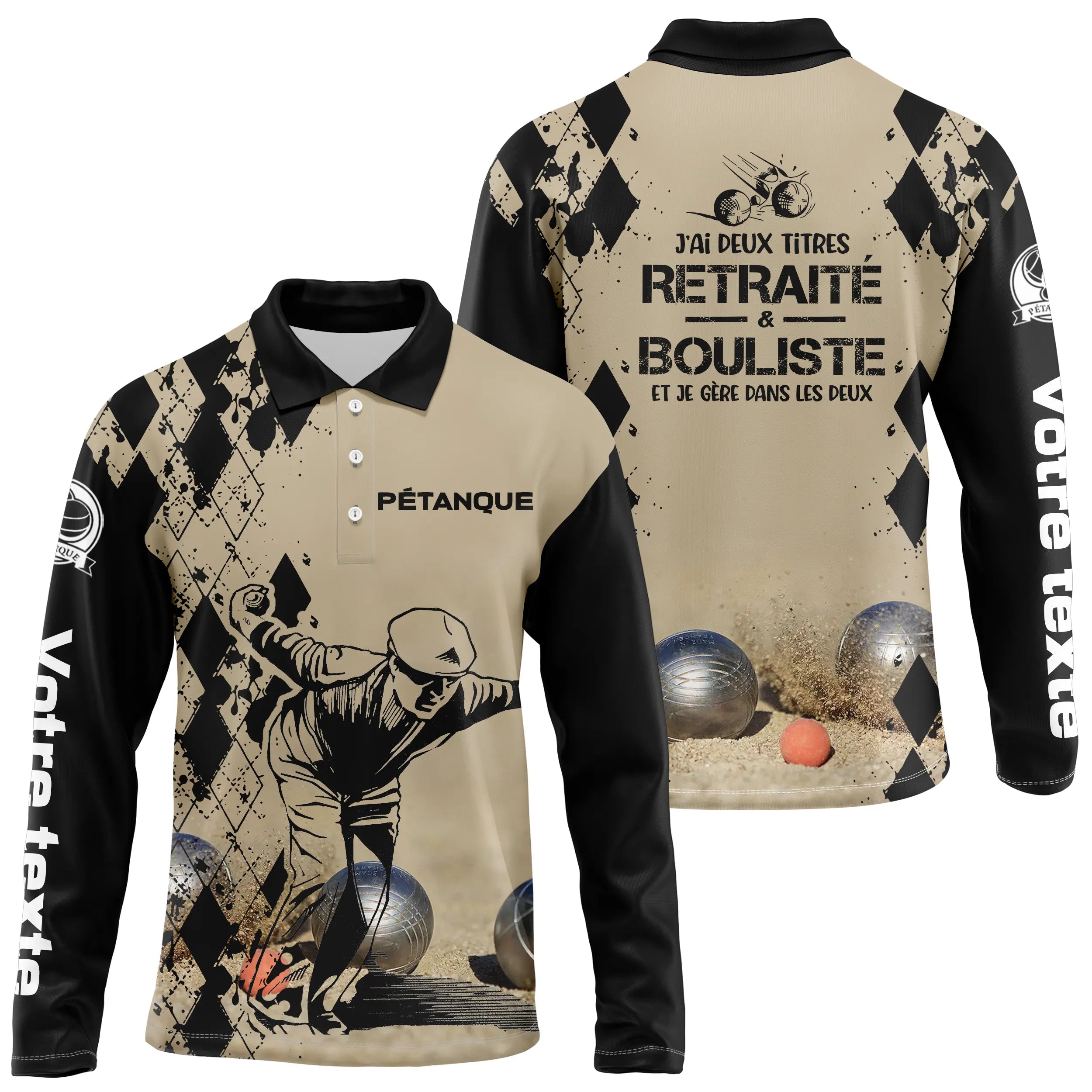 Polo Pétanque, Cadeau Personnalisé Boulistes Drôle, Retraité et Passionné de Boules - CT19112220