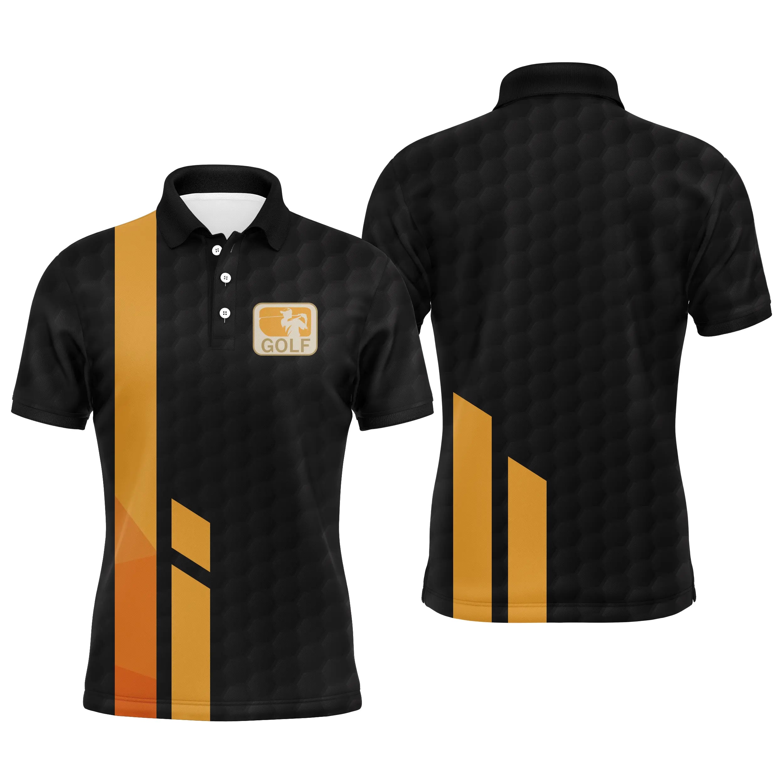 Polo Sport Noir et Jaune pour Homme et Femme, avec Motif Balle de Golf - CTS120052229