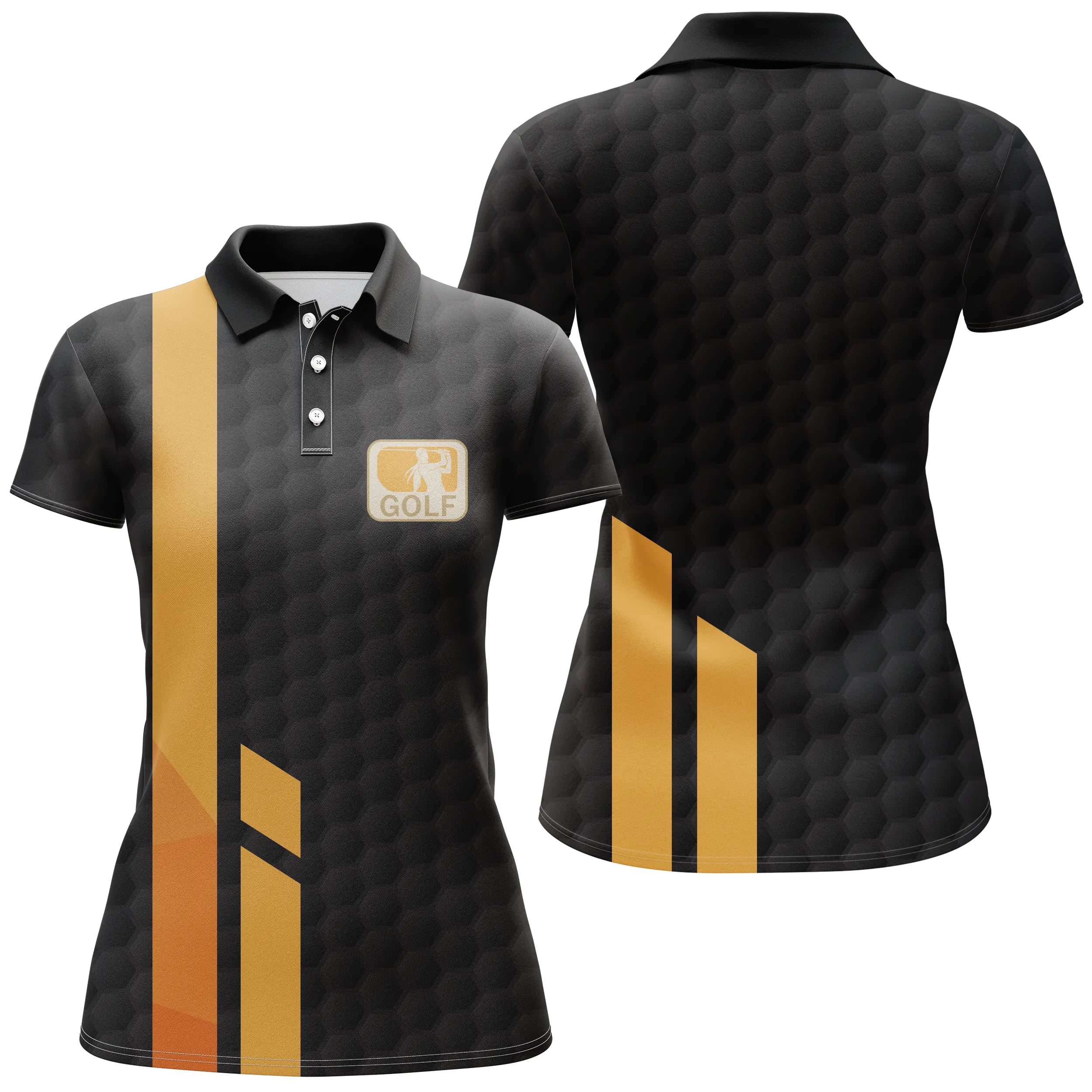 Polo Sport Noir et Jaune pour Homme et Femme, avec Motif Balle de Golf - CTS120052229