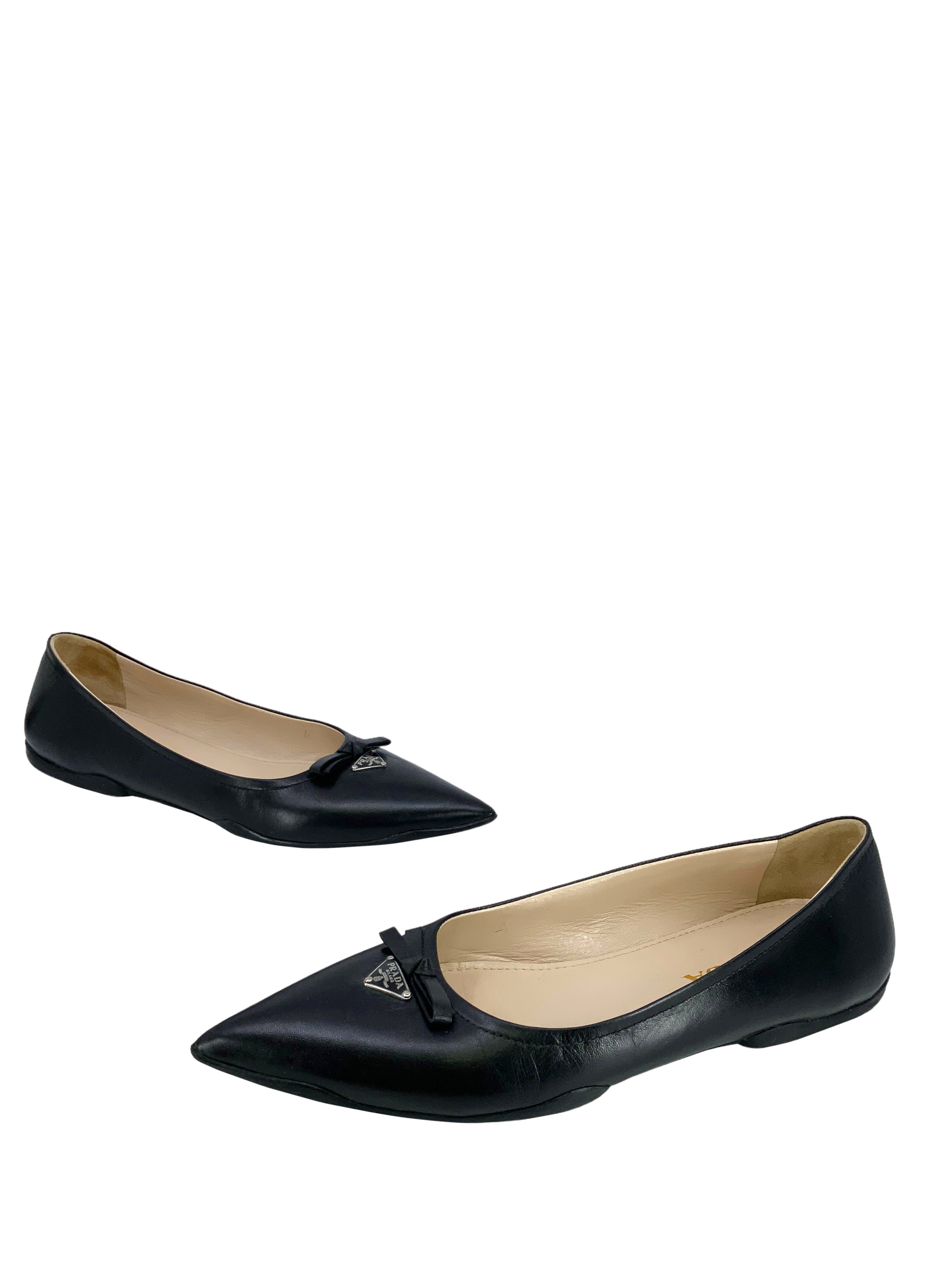 Prada Leather Pointed Toe Flats Size 7