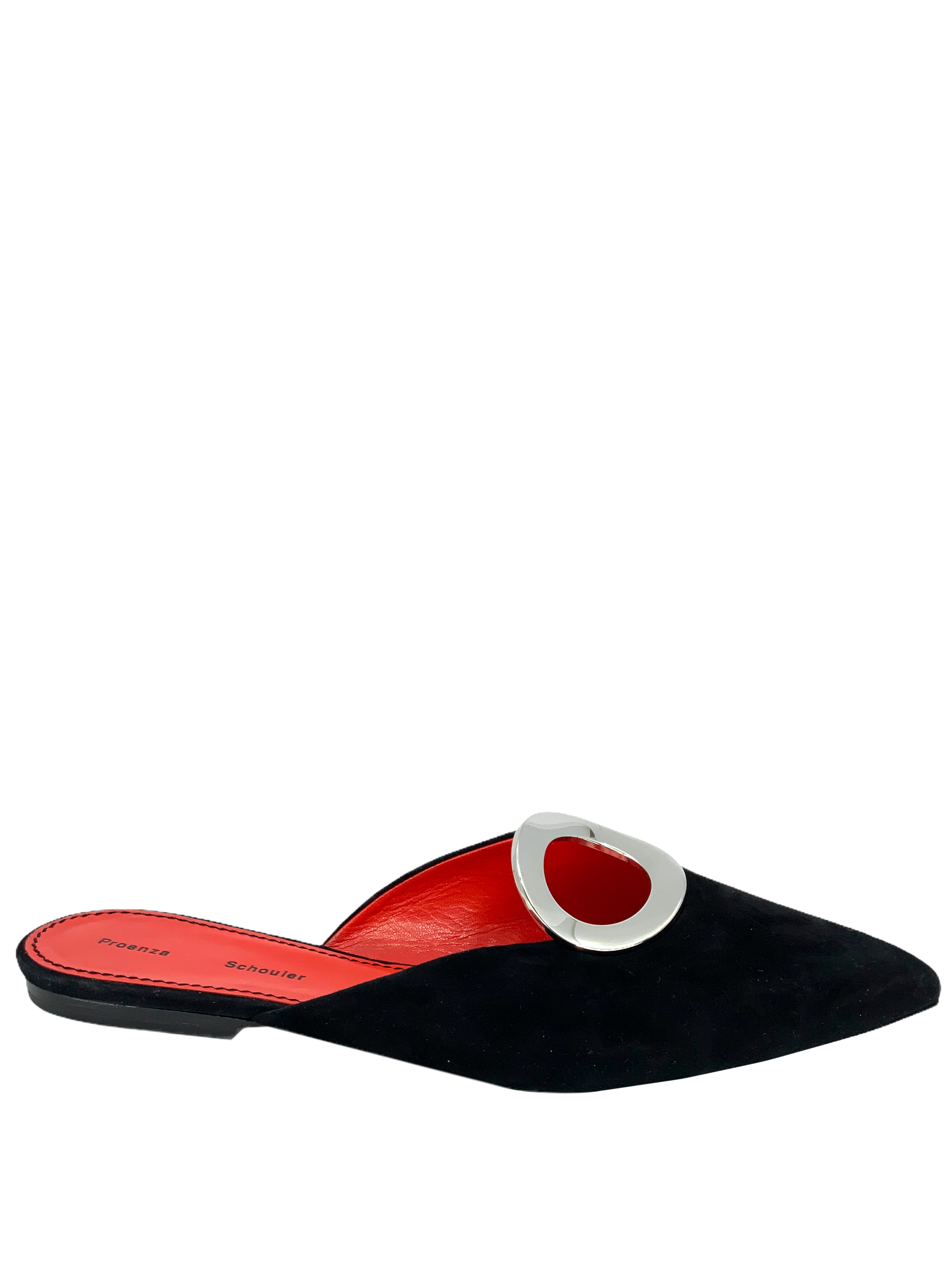 Proenza Schouler Suede Grommet Slides, Size 8