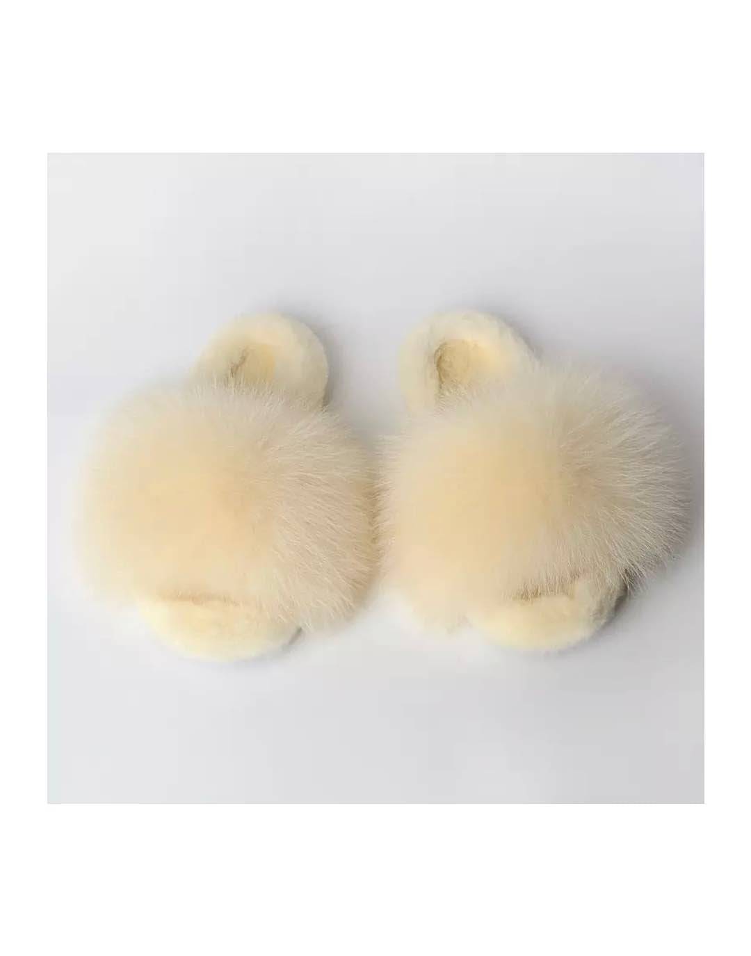 Real Fur Fluffy Slides