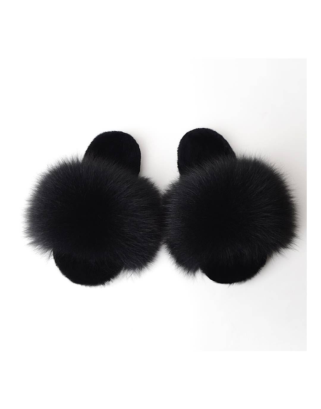 Real Fur Fluffy Slides