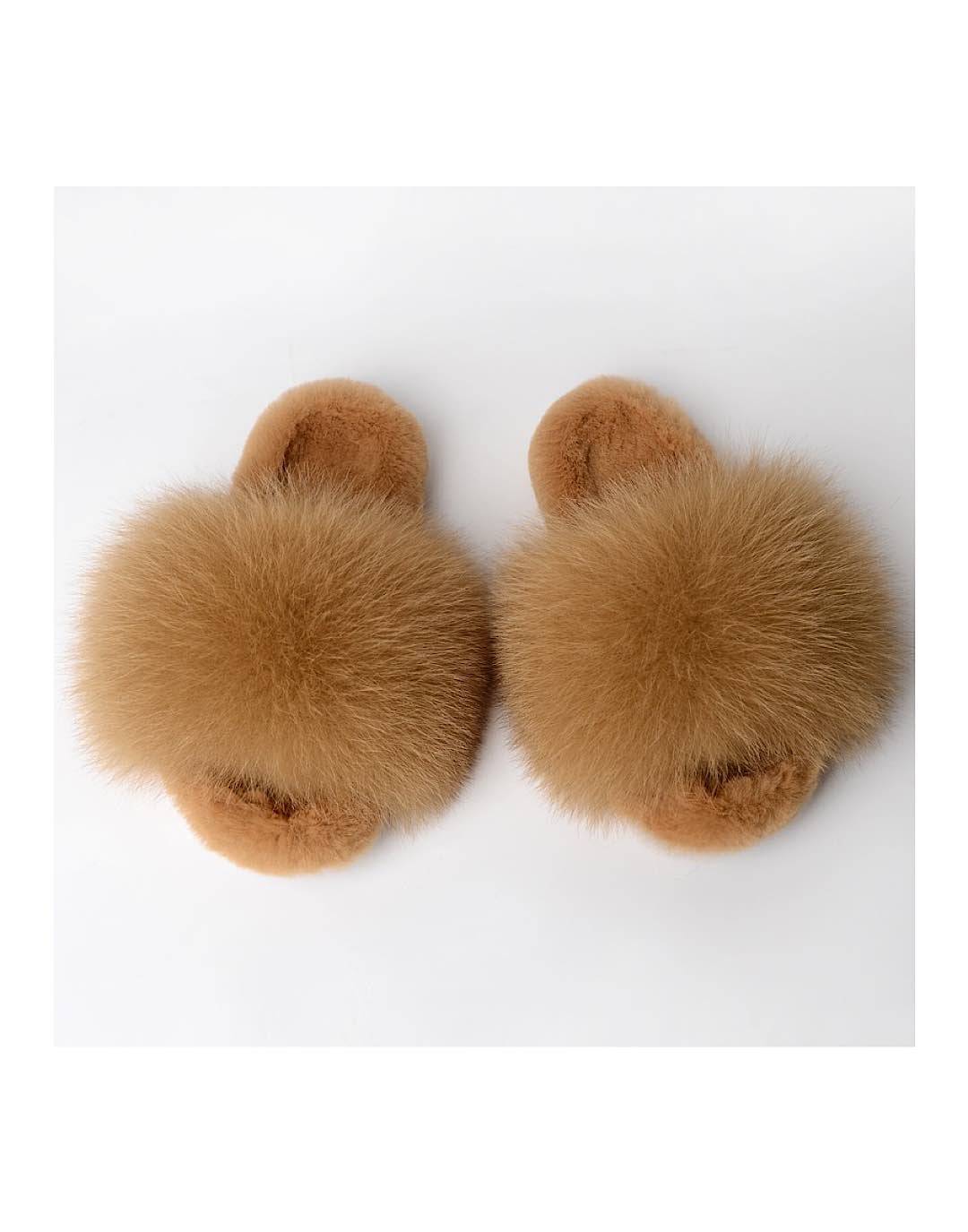 Real Fur Fluffy Slides