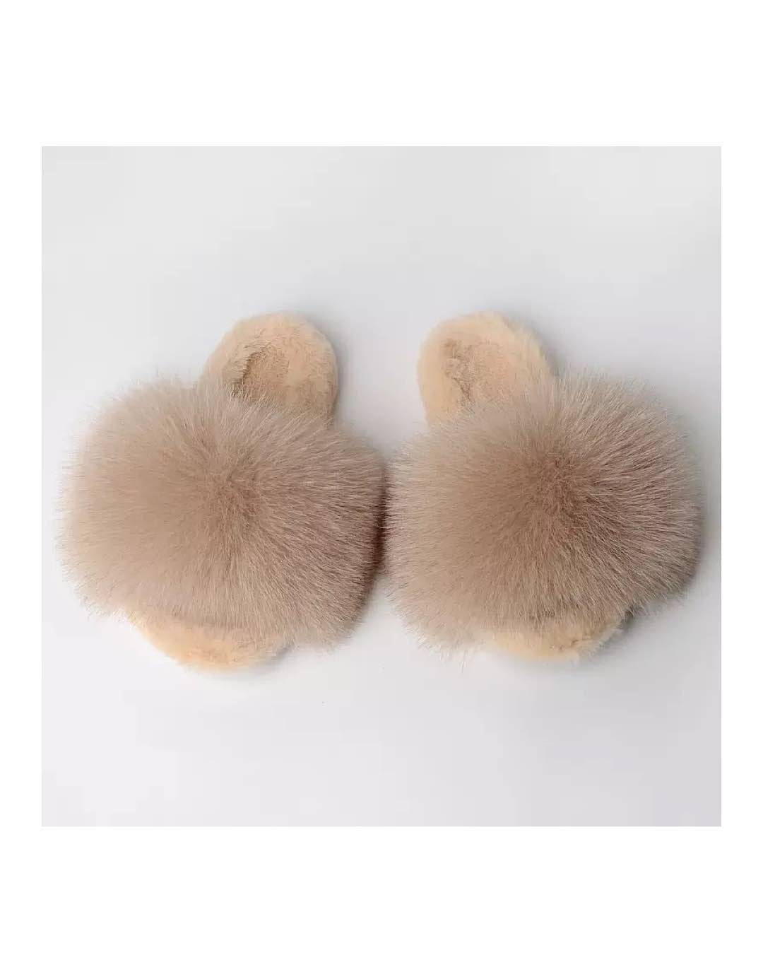 Real Fur Fluffy Slides