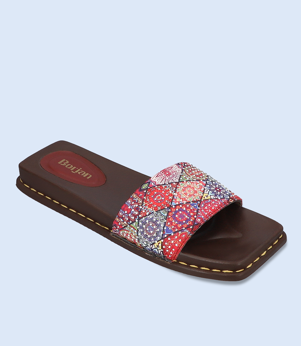 Red and Multi-colored Casual Women's Slipper - BW8325