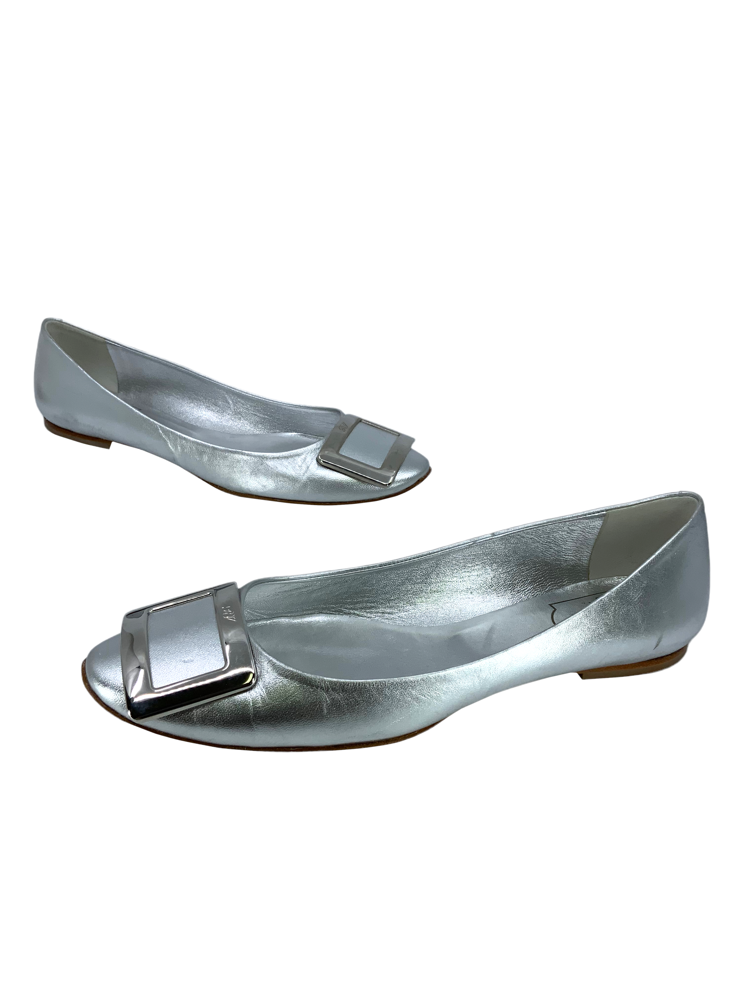 Roger Vivier Belle Vivier Metal Buckle Ballerinas Size 9 — Women's Shoes