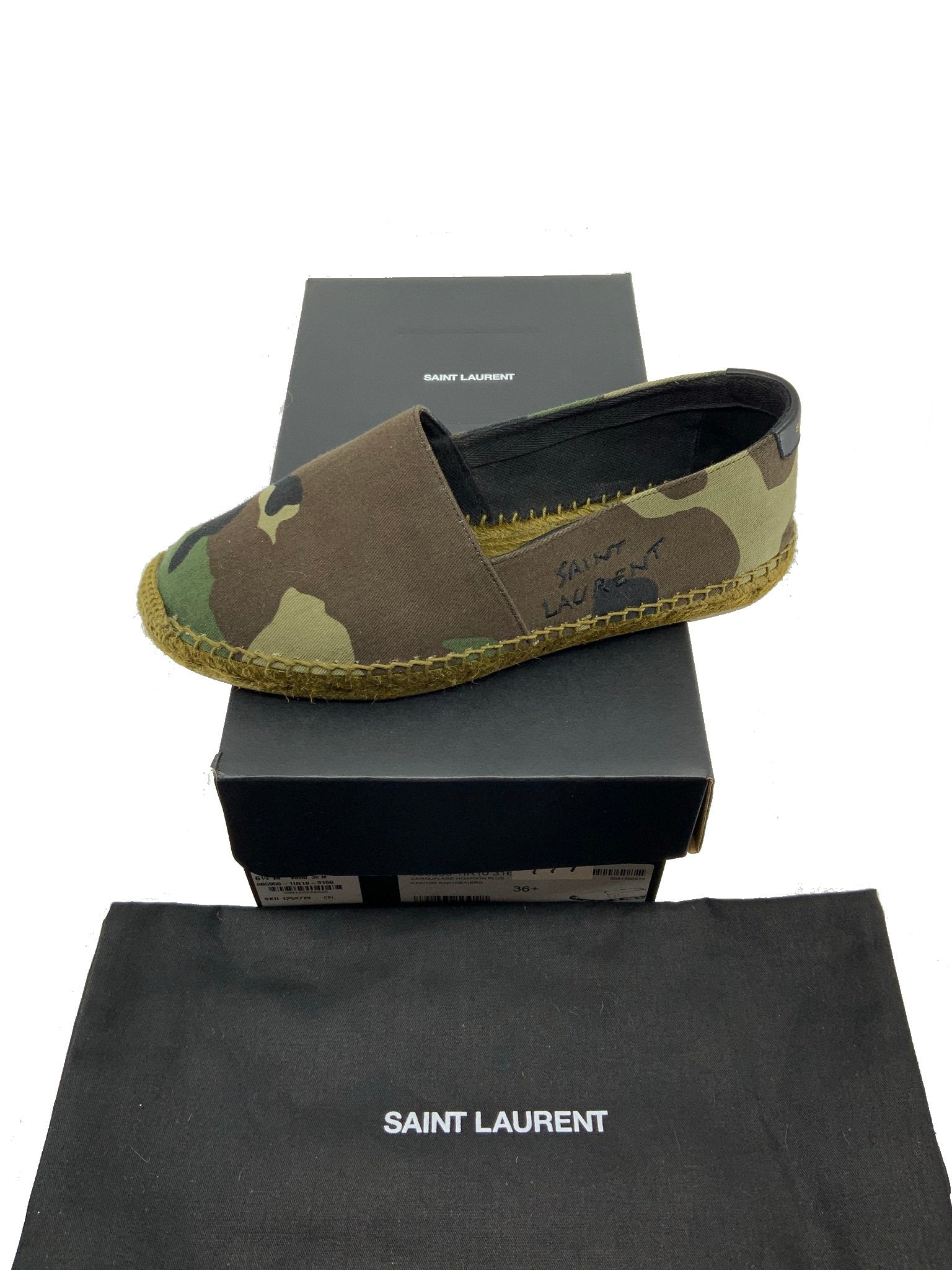 Saint Laurent Camo Canvas Espadrilles Size 6