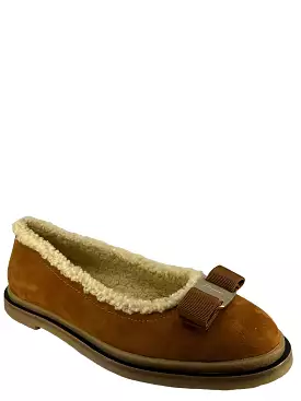 Salvatore Ferragamo Varina Suede Shearling Flats Brown Size 7.5