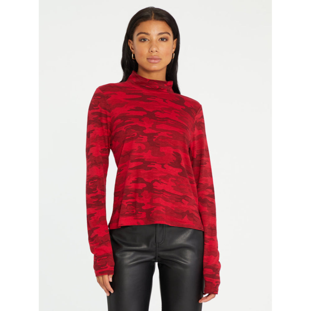 Sanctuary Women's Mock Neck Tee - Heather Red Camo