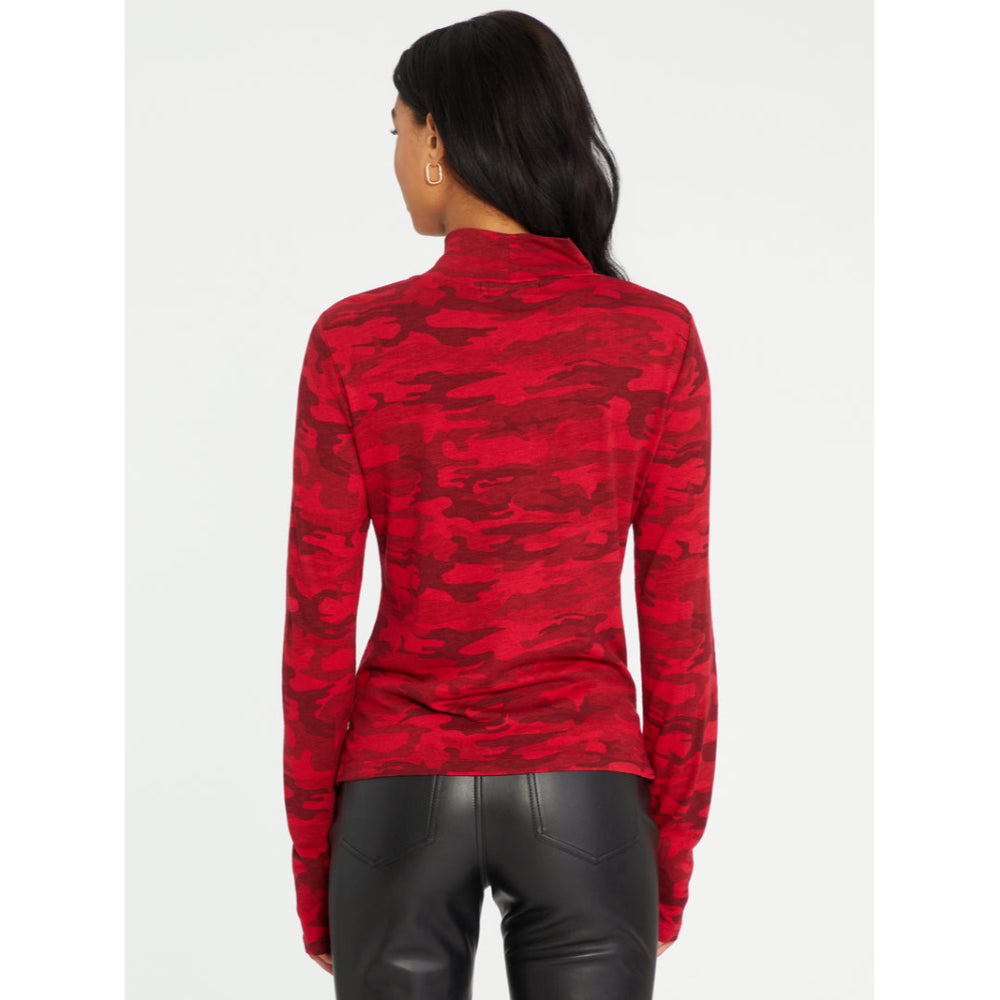 Sanctuary Women's Mock Neck Tee - Heather Red Camo