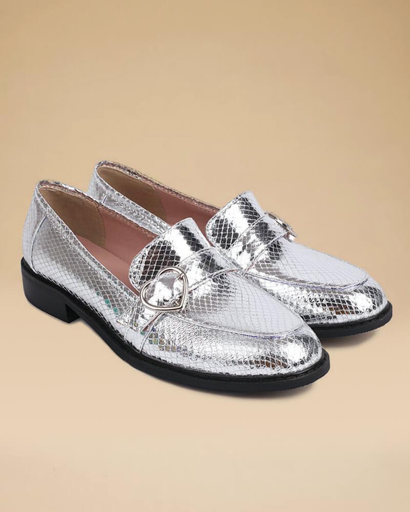 Snake Print British Buckle Loafers | Shop Now