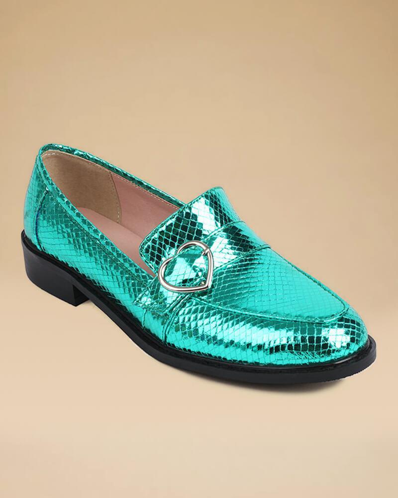 Snake Print British Buckle Loafers | Shop Now