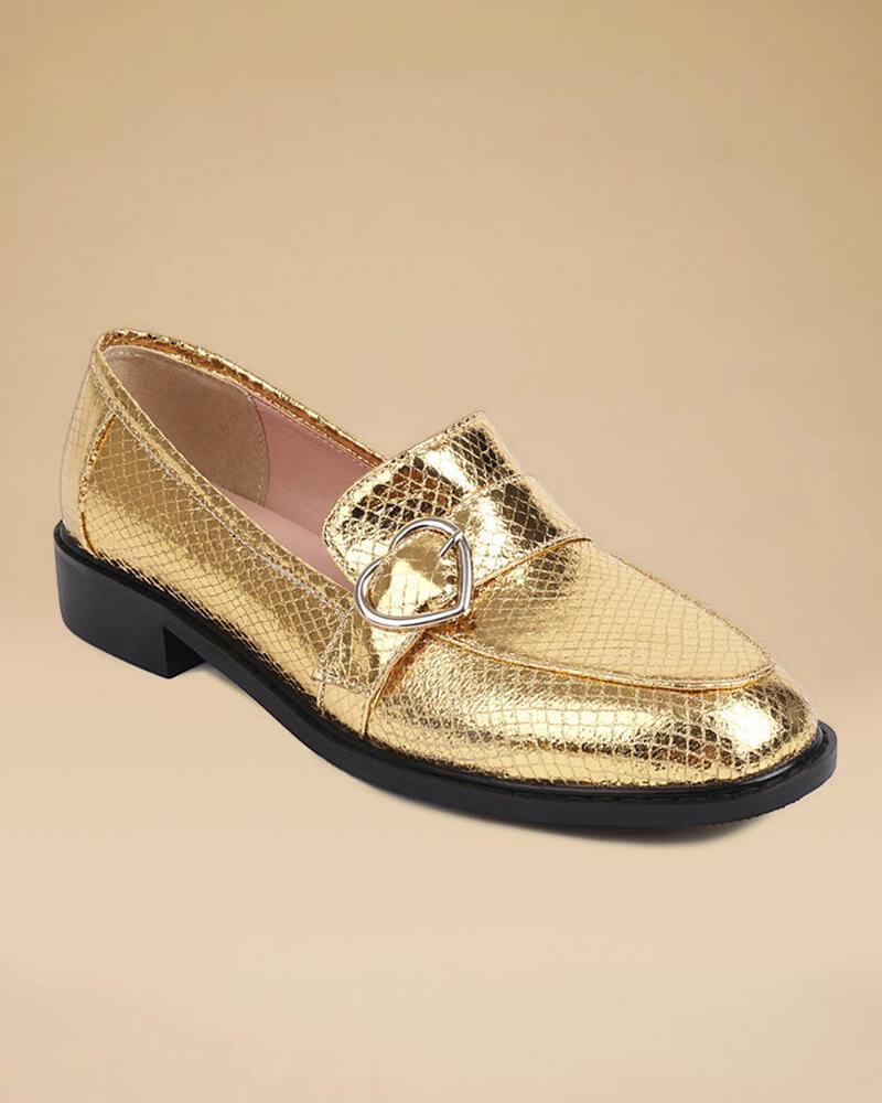 Snake Print British Buckle Loafers | Shop Now