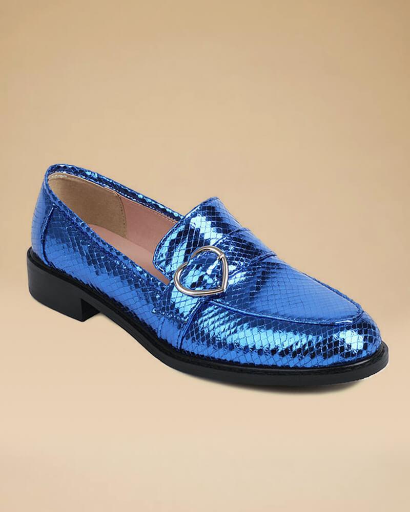 Snake Print British Buckle Loafers | Shop Now