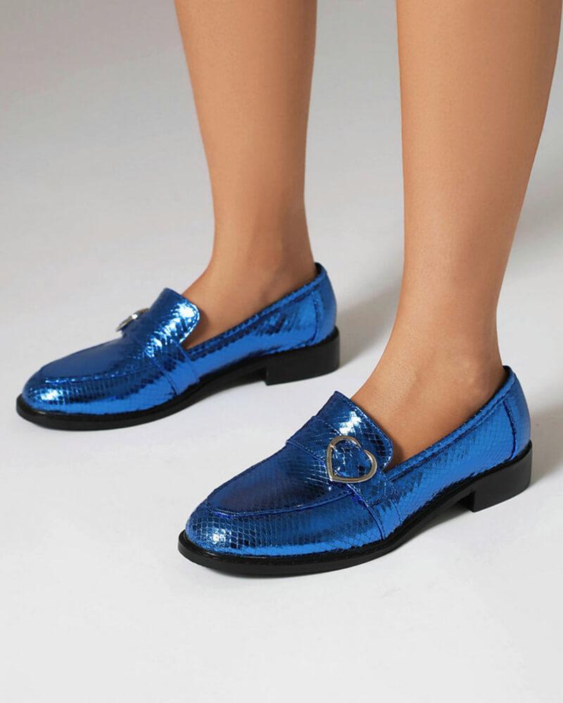 Snake Print British Buckle Loafers | Shop Now