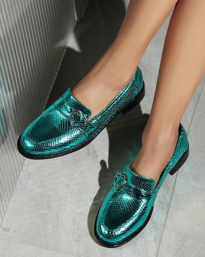 Snake Print British Buckle Loafers | Shop Now