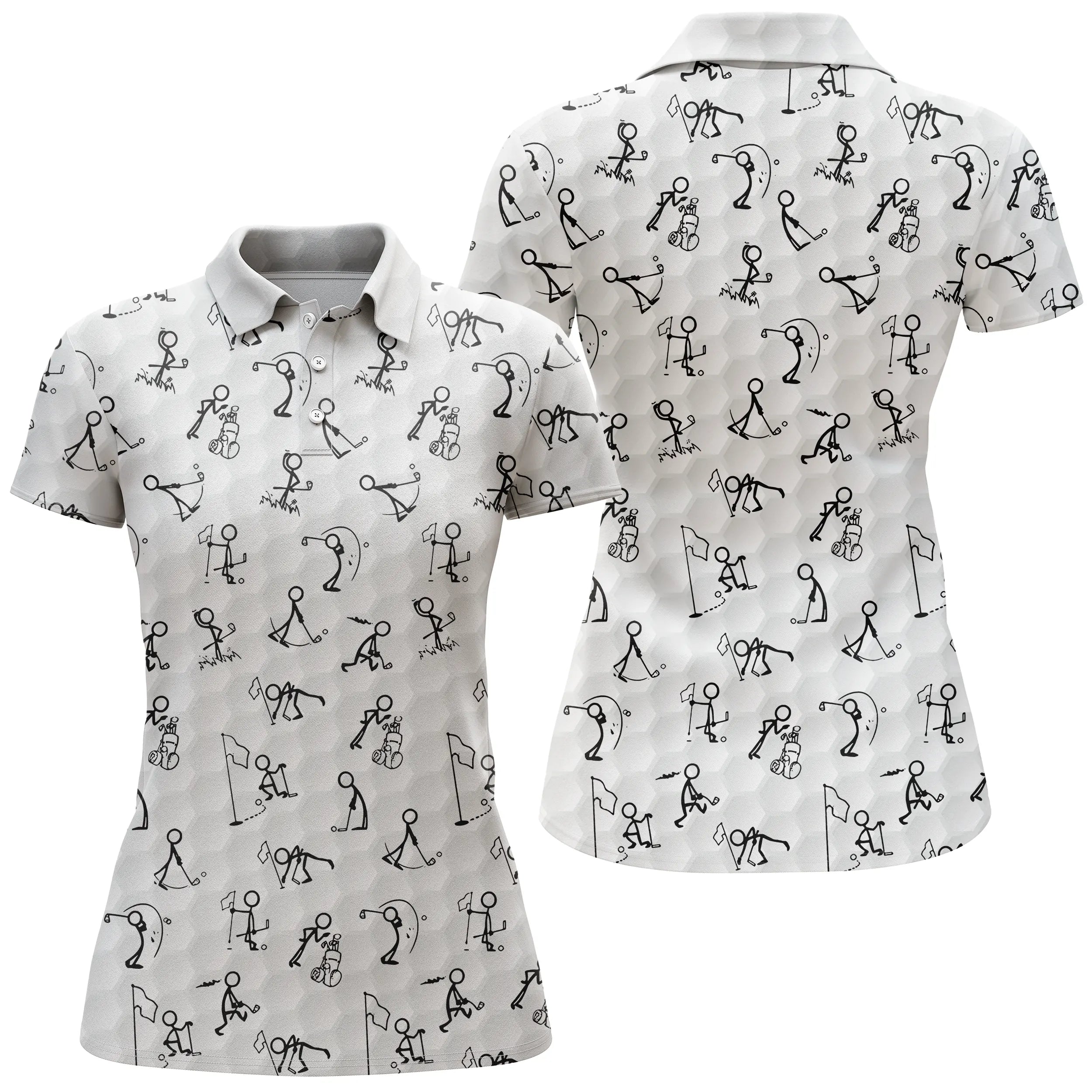 Stickfigure Golf Players, Black and White Sports Polo, Unique Gift for Golfer, Men's and Women's Polo Shirt - CTS180522