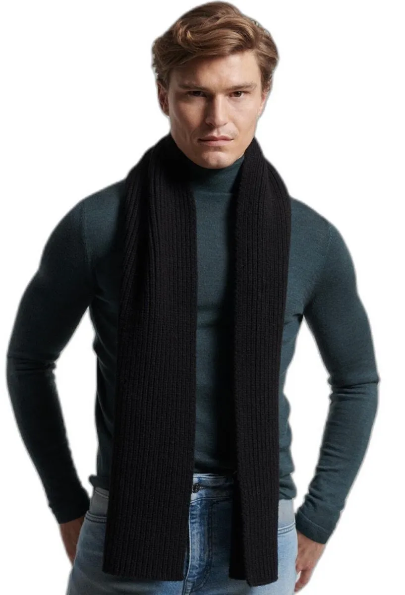 Black Premium Wool Blend Scarfs at Superdry Studios