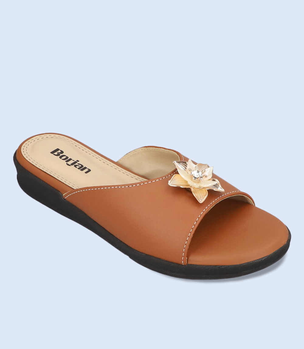 Tan Slip-on Casual Slippers for Women