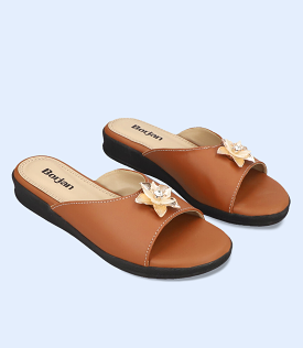 Tan Slip-on Casual Slippers for Women