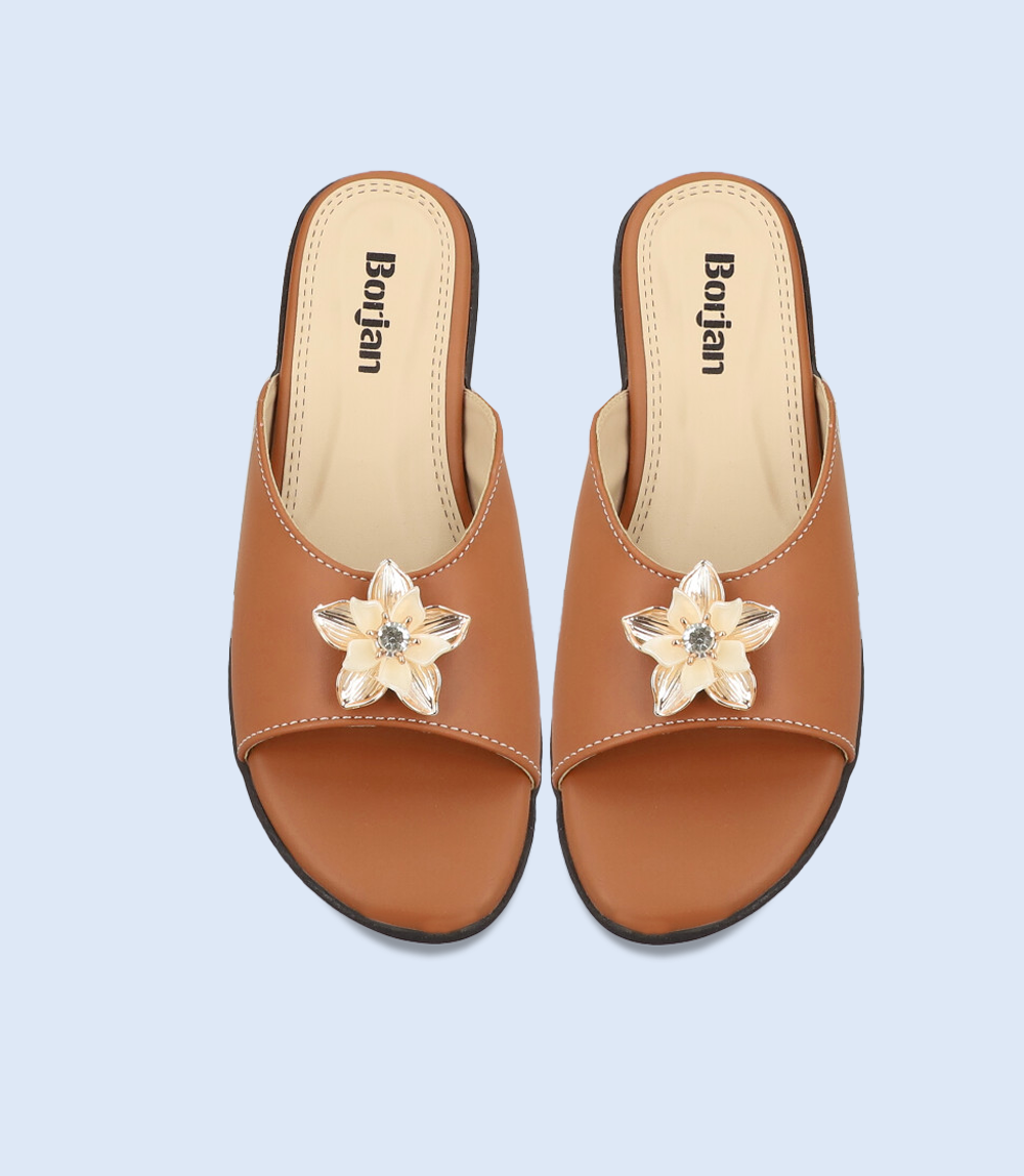 Tan Slip-on Casual Slippers for Women