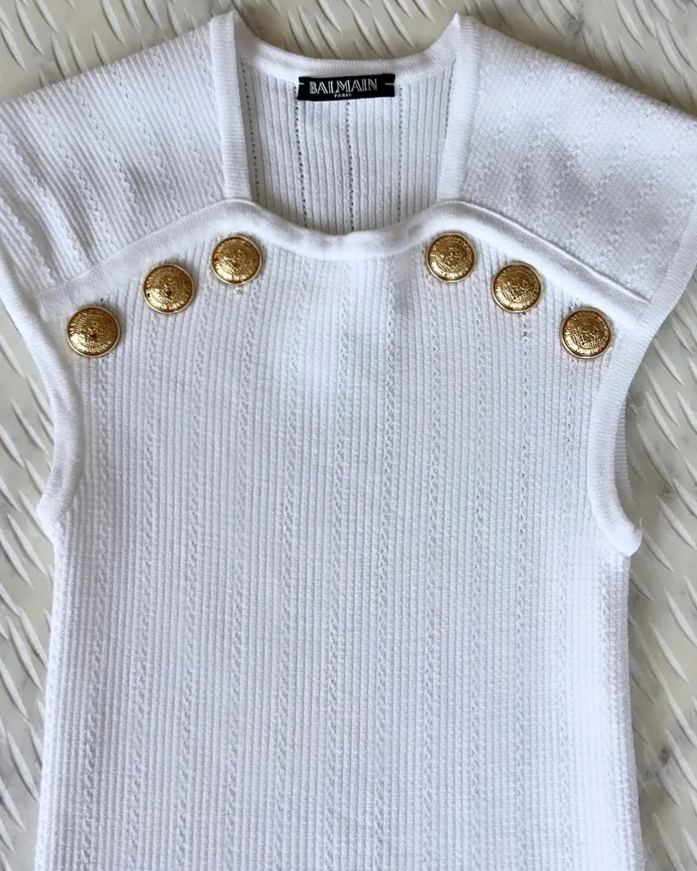 Tank Top with Knit Button Detail by Balmain.