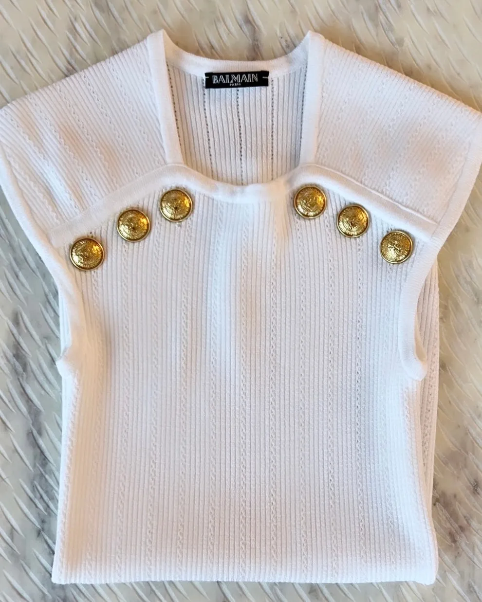 Tank Top with Knit Button Detail by Balmain.