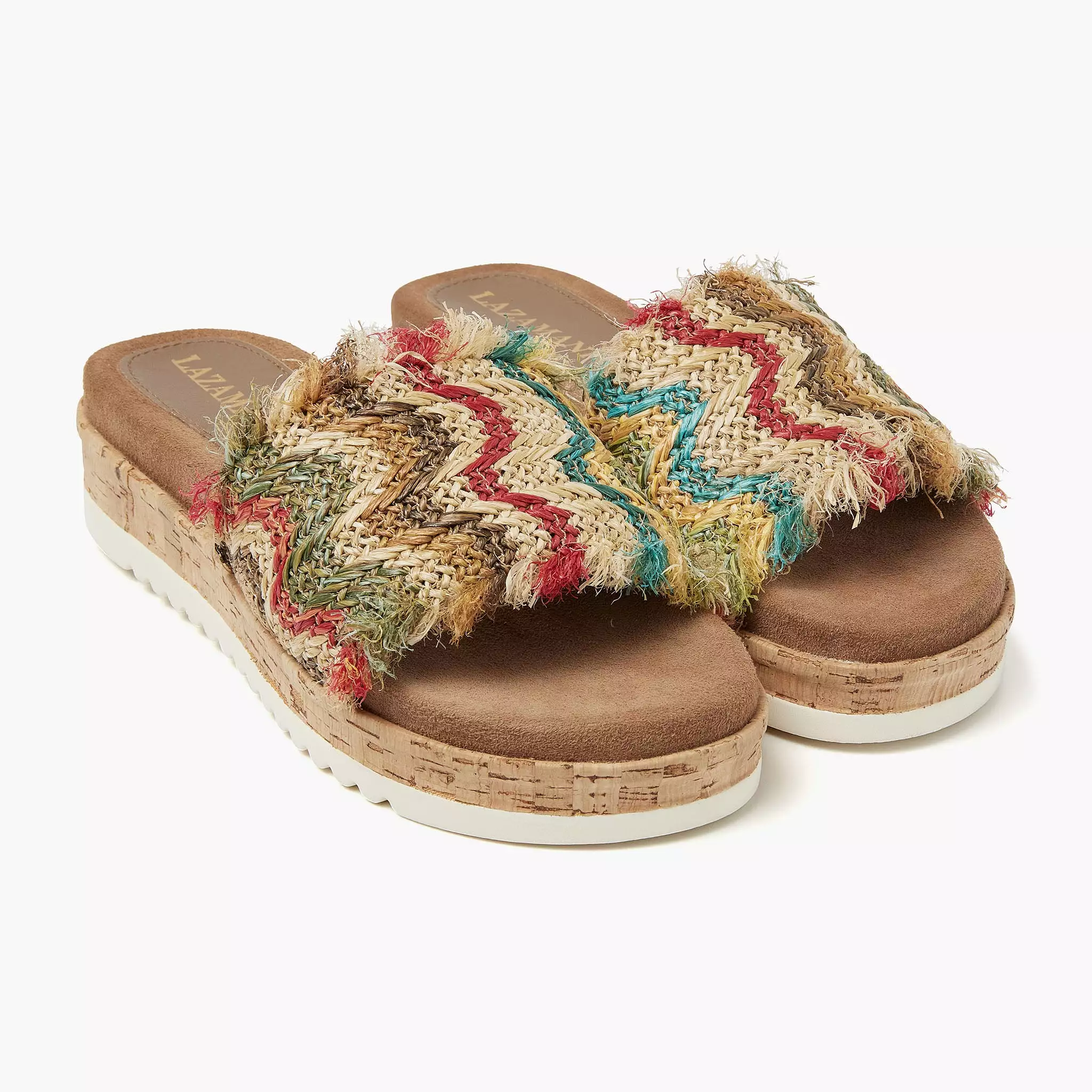 Taupe Raffia Slippers for Women