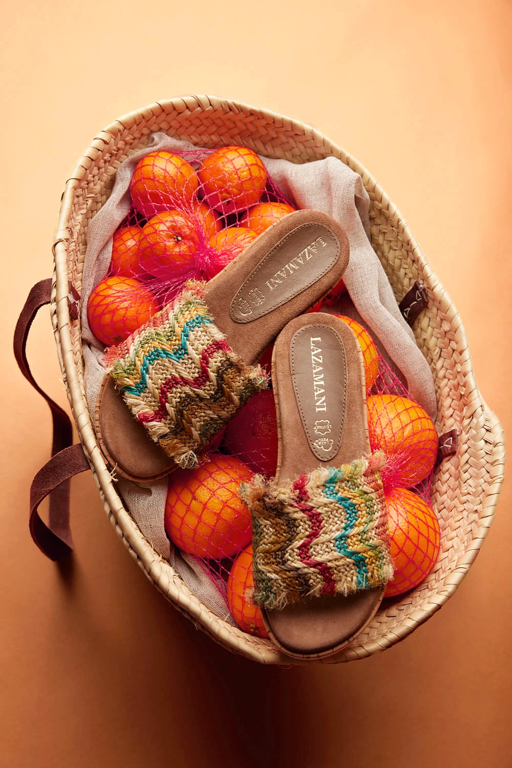 Taupe Raffia Slippers for Women