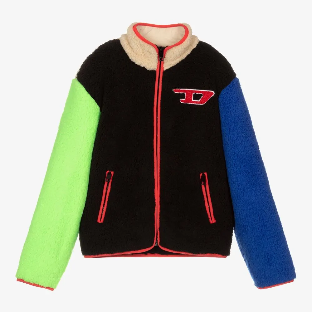 Teen Black Fleece Zip Up Top