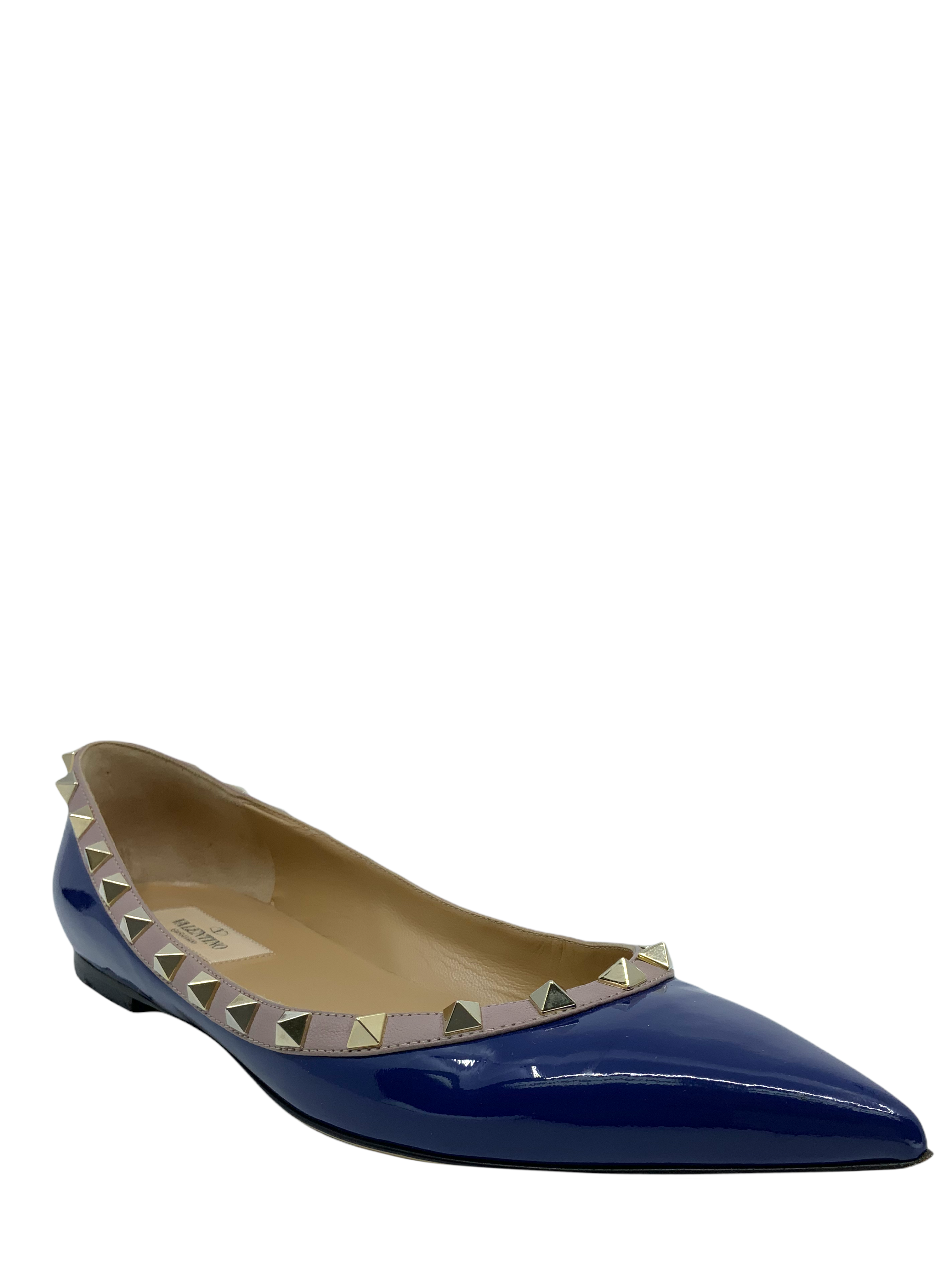 Valentino Rockstud Ballerina Flats - Patent Leather - Size 10