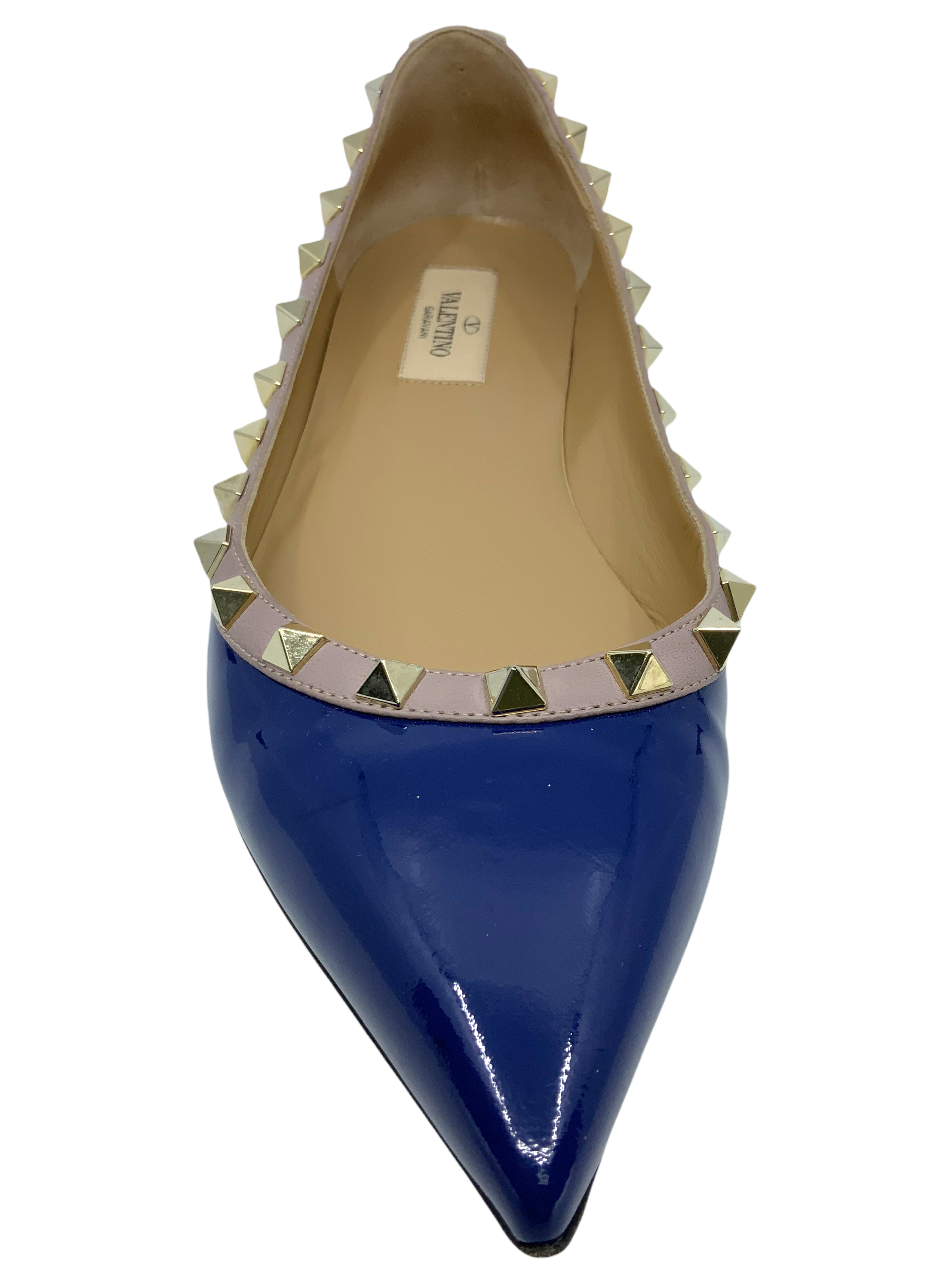 Valentino Rockstud Ballerina Flats - Patent Leather - Size 10