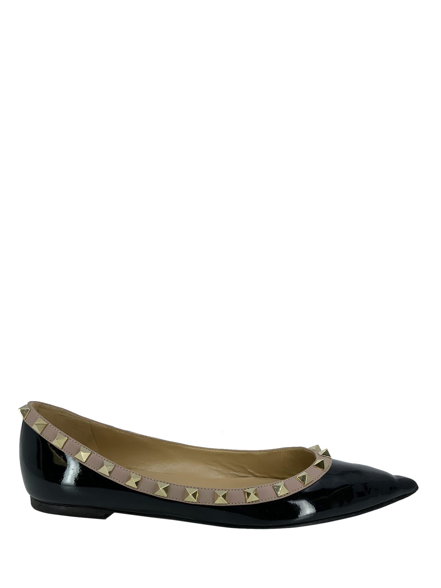 Valentino Rockstud Ballerina Flats, Patent Leather, Size 6.5