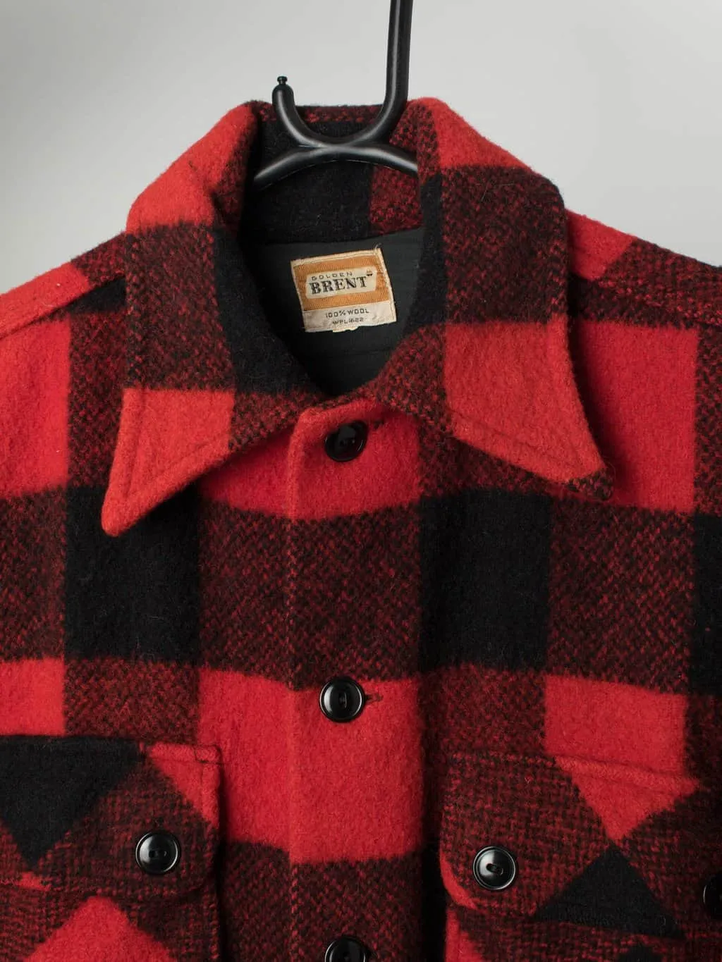 Vintage 1960s Buffalo Plaid Wool Overshirt by Brent - Size Medium/Large