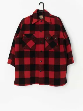 Vintage 1960s Buffalo Plaid Wool Overshirt by Brent - Size Medium/Large