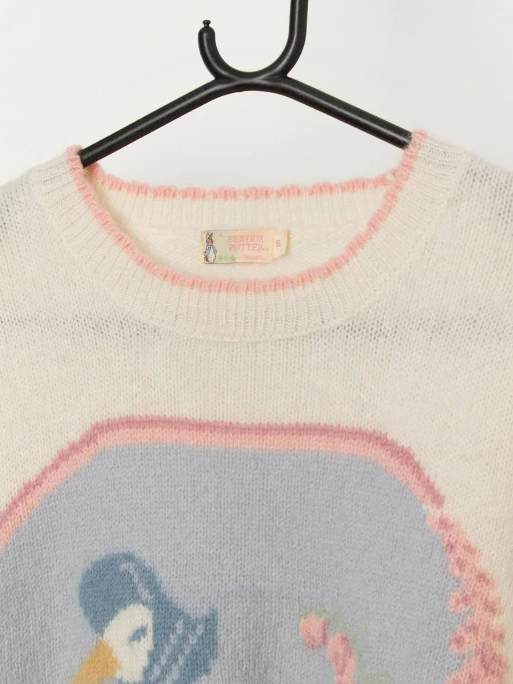 Vintage Jemima Puddle Duck Shetland Wool Jumper Pastel Colours Small Medium